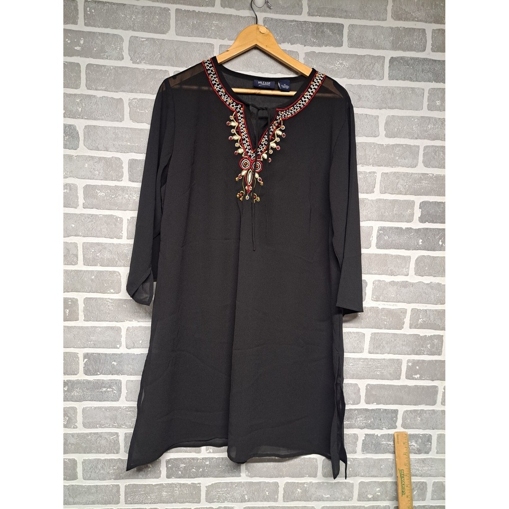 Mileage Womens Embroidered Semi Sheer SwimSuit Cover Up Size‎ 1X